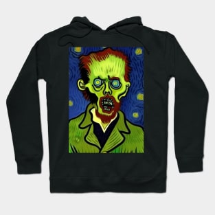 PURPLE BACKGROUND ZOMBIE IN VAN GOGH STYLE Hoodie